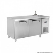 Two Door Stainless Steel Workbench Freezer With Sink Ldwb150Fs